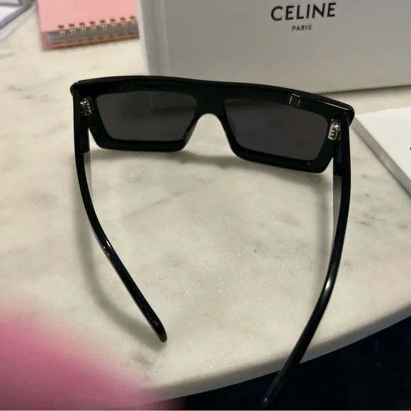 Celine Black Rectangular Slim-Edge Sunglasses - Picture 3 of 8